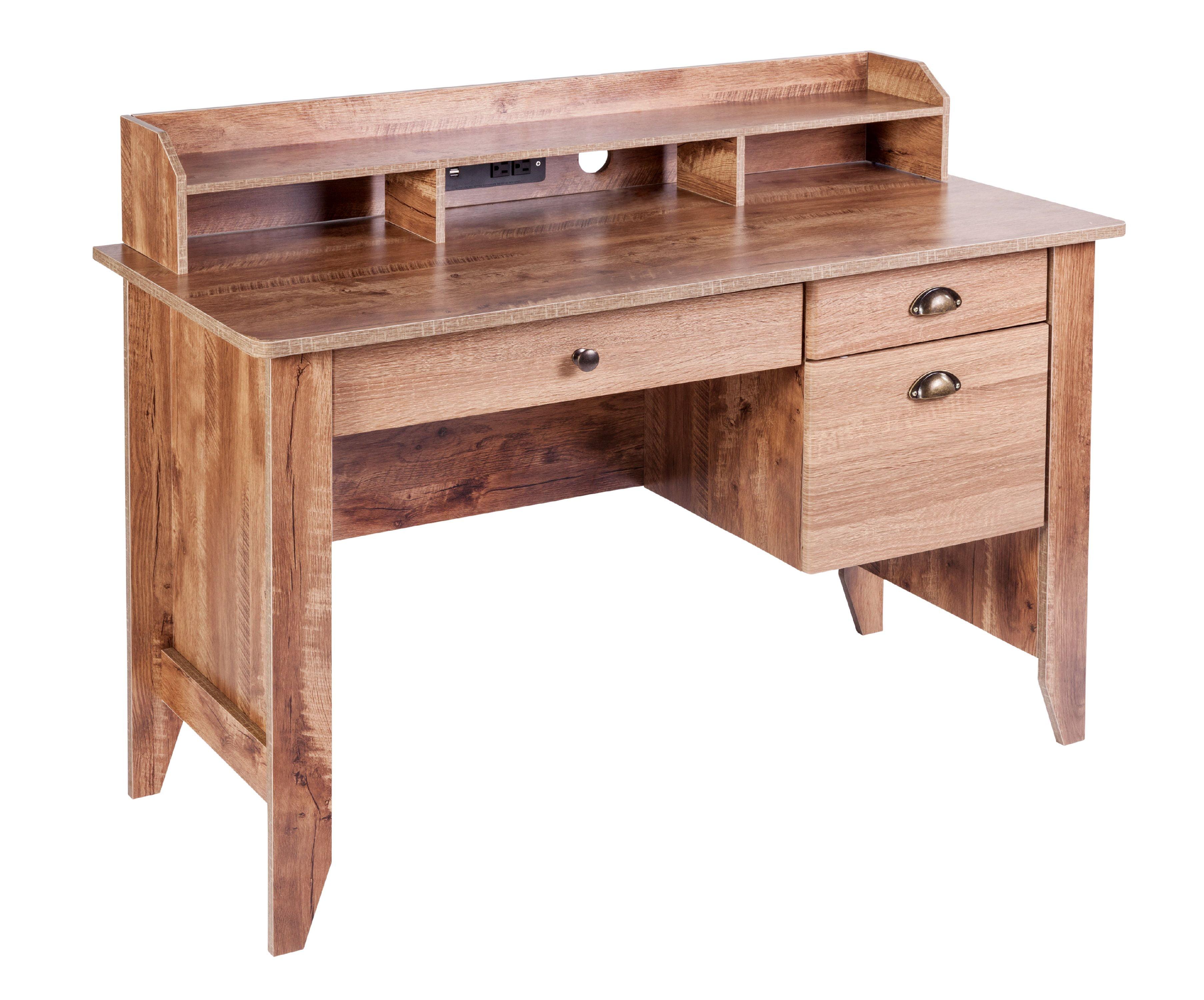 Eleanor Classic Oak Executive Desk with USB and Power Outlet