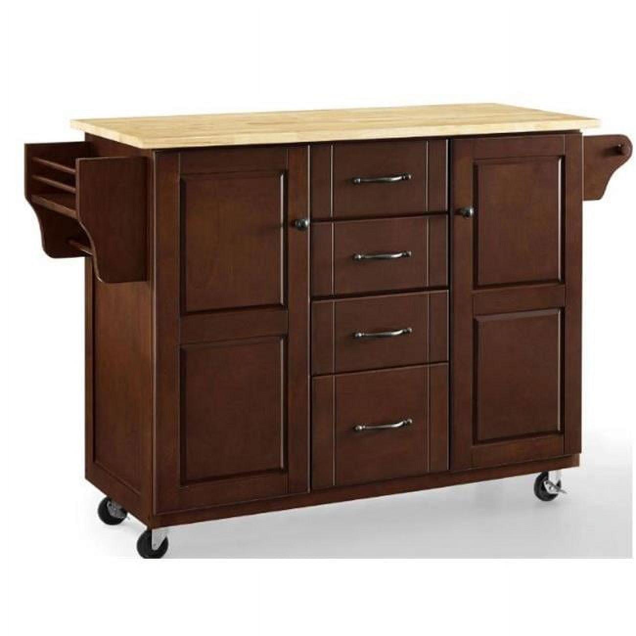 Eleanor Wood Top Kitchen Cart Mahogany/Natural - Crosley