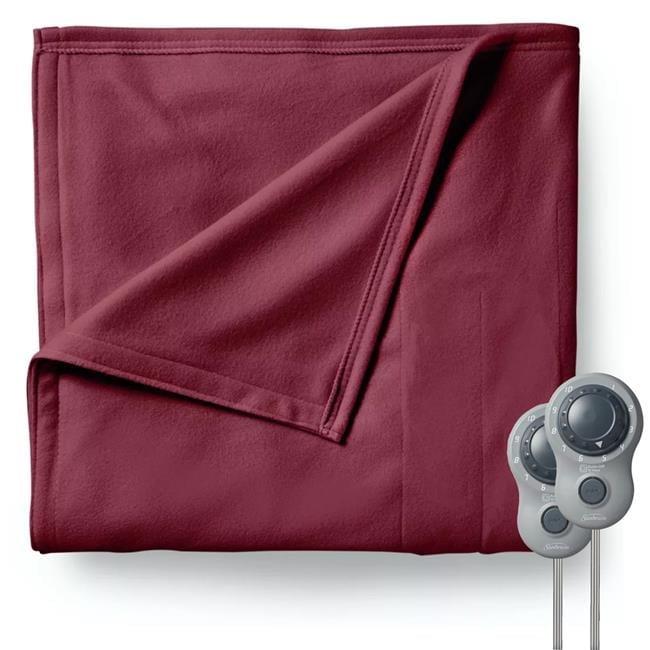 Electric Fleece Heated Blanket with Dual Zone, Garnet - Queen Size