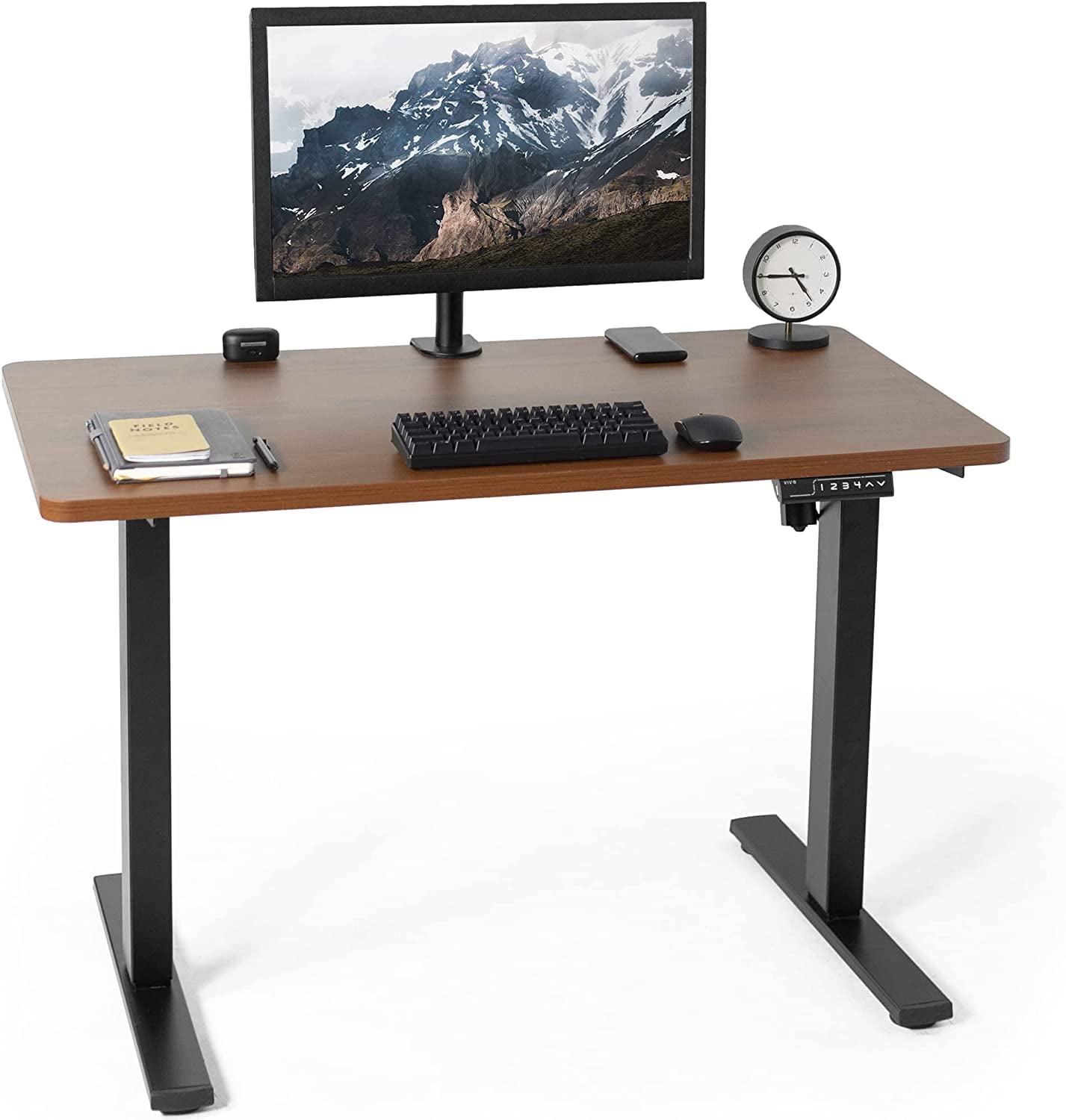 Elevate 43" Dark Walnut Electric Adjustable Desk with Black Frame