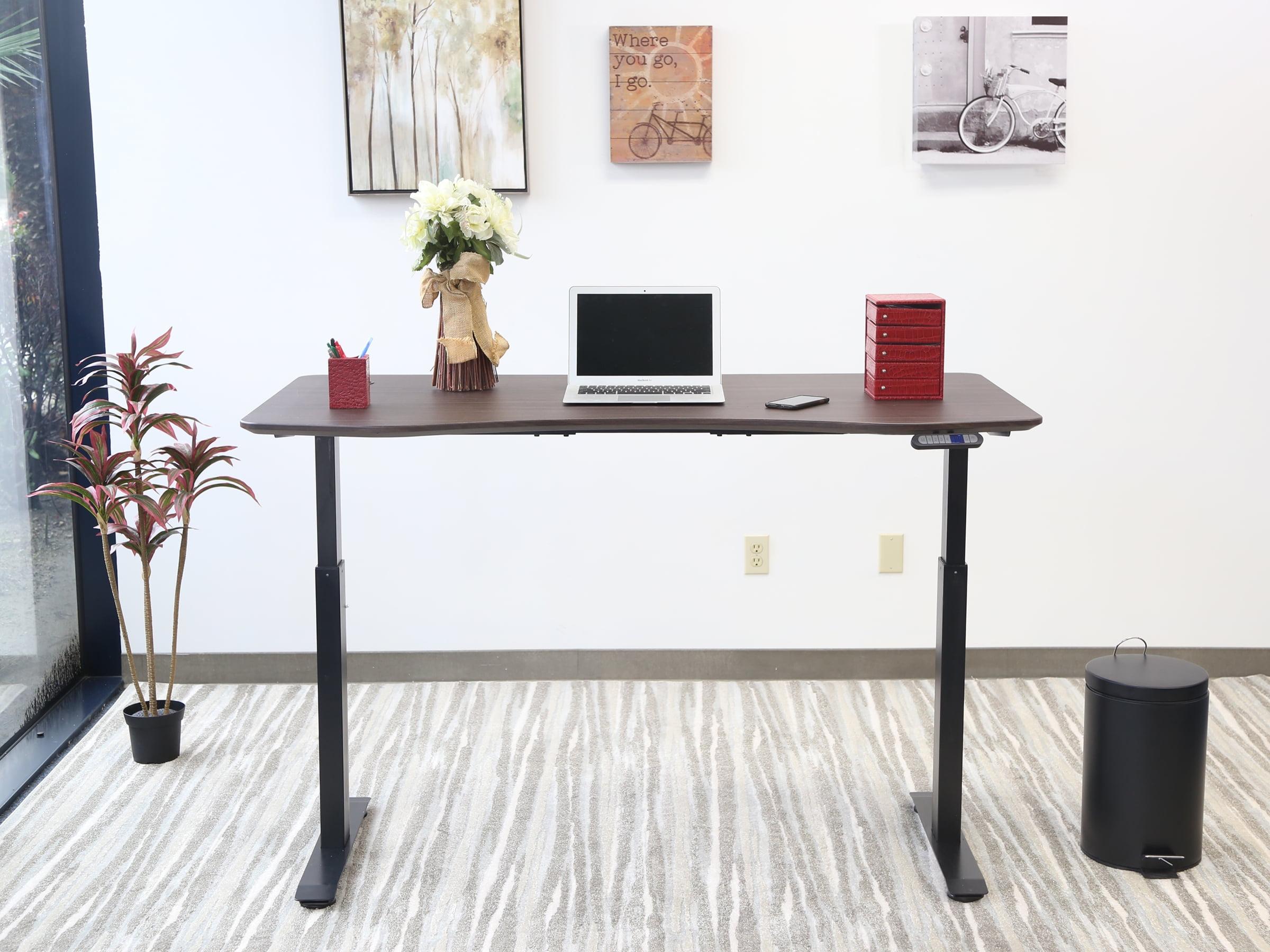 MotionWise Manager Series Dual Motorized Rising Sit/Stand Desk for Home Or Office, American Walnut