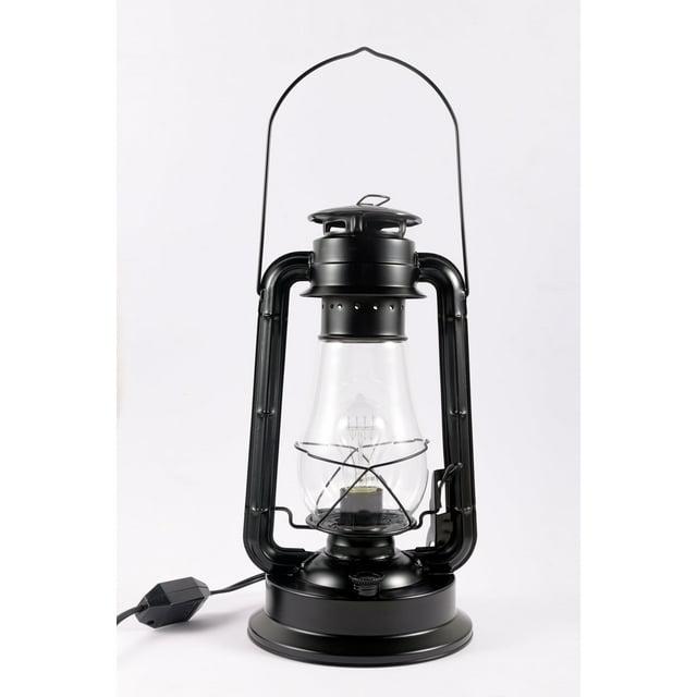 Electric Lantern Table Lamp with Inline dimmer and Edison Style Vintage Bulb-Rustic Black Finish by Muskoka Lifestyle Products, USA