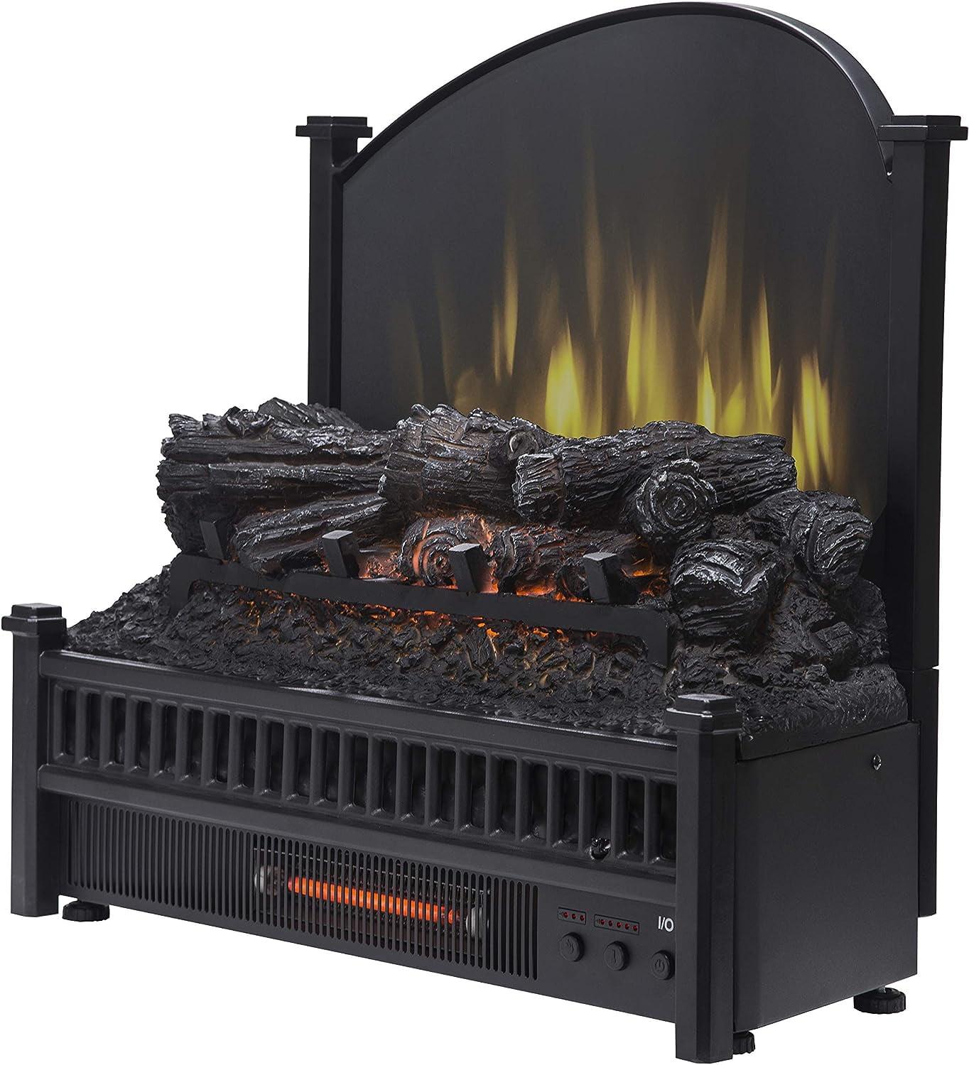 Pleasant Hearth Black Electric Log Insert with Removable Fireback