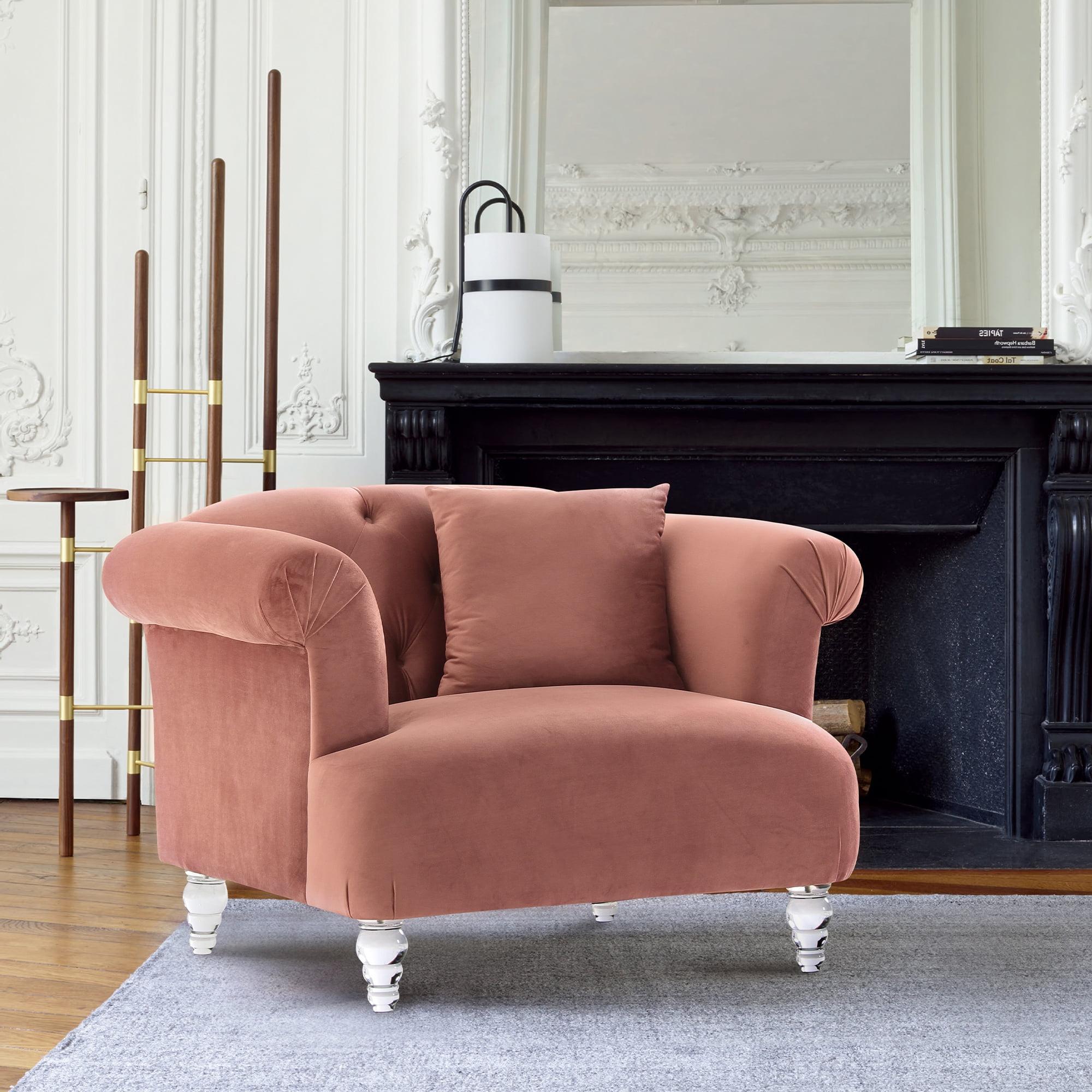 Blush Velvet Contemporary Sofa Chair with Acrylic Legs