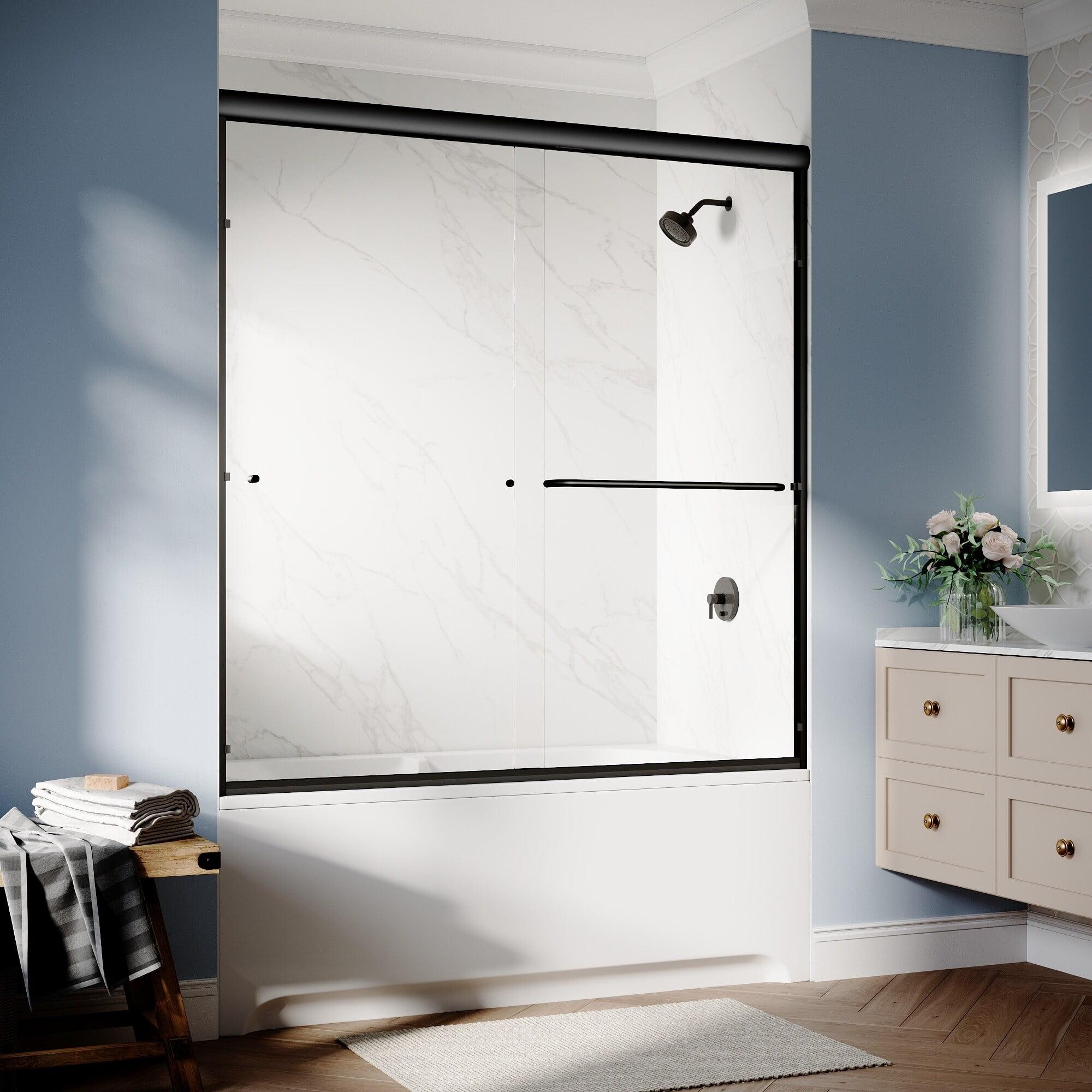 58.5" - 60" W x 62" H Sliding Semi-Frameless Shower Door