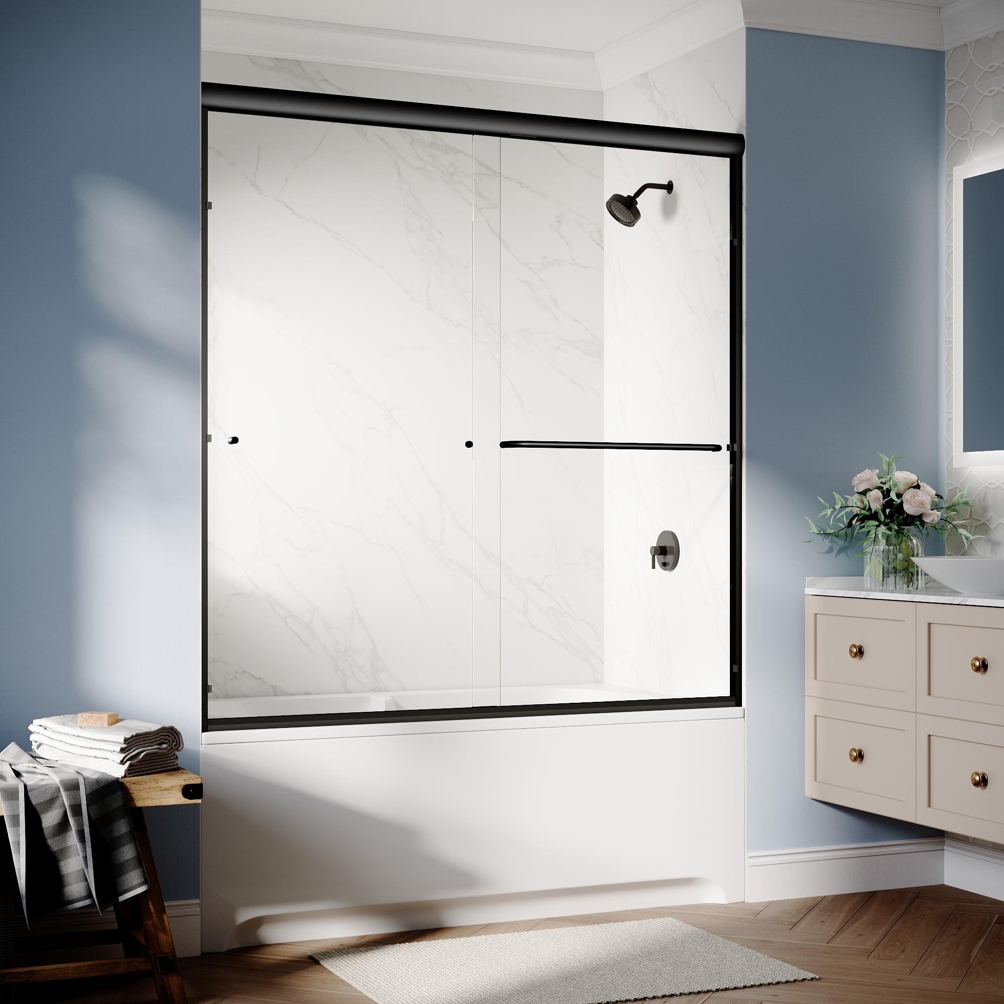 60" W x 62" H Double Sliding Shower Tub Door with 1/4'' Tempered Glass Bathtub Door