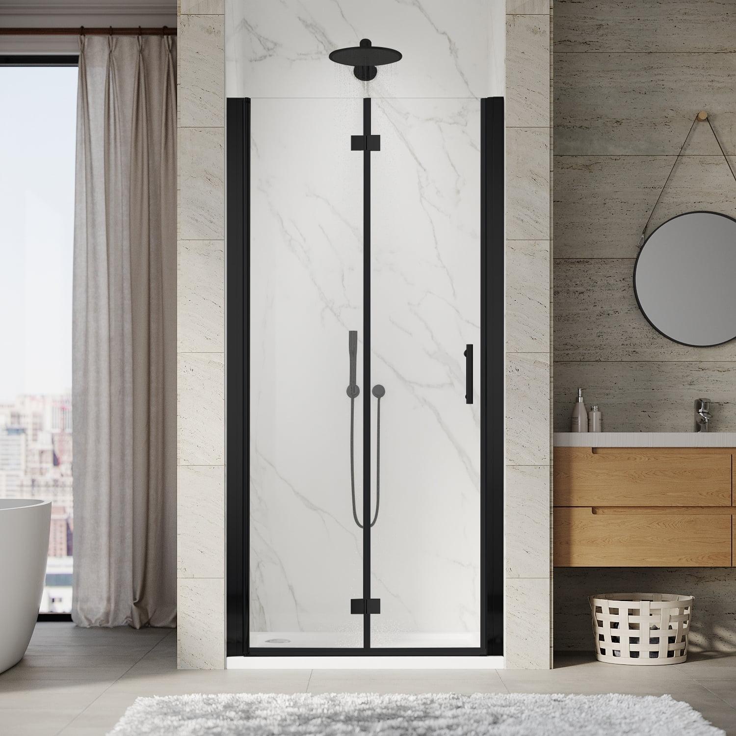 Matte Black Frameless Bi-Fold Shower Door 32"W x 72"H