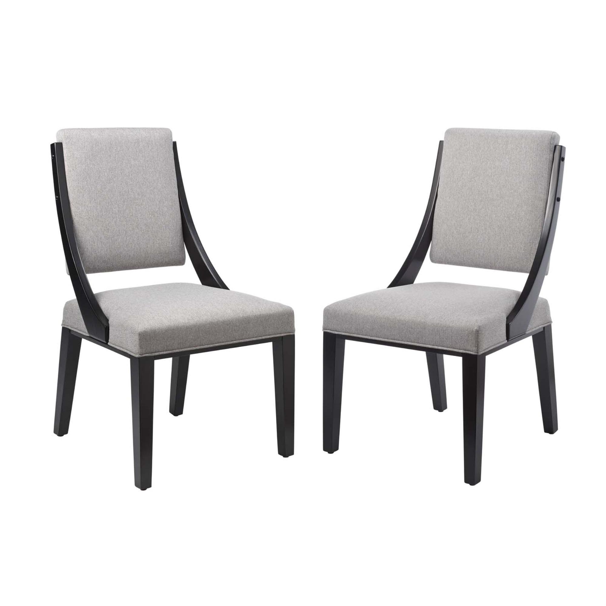 Light Gray Upholstered Wood Side Chair Set