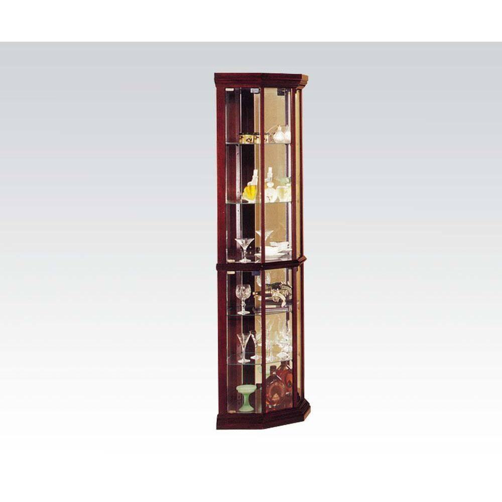 ACME Huxley Corner Curio Cabinet in Cherry