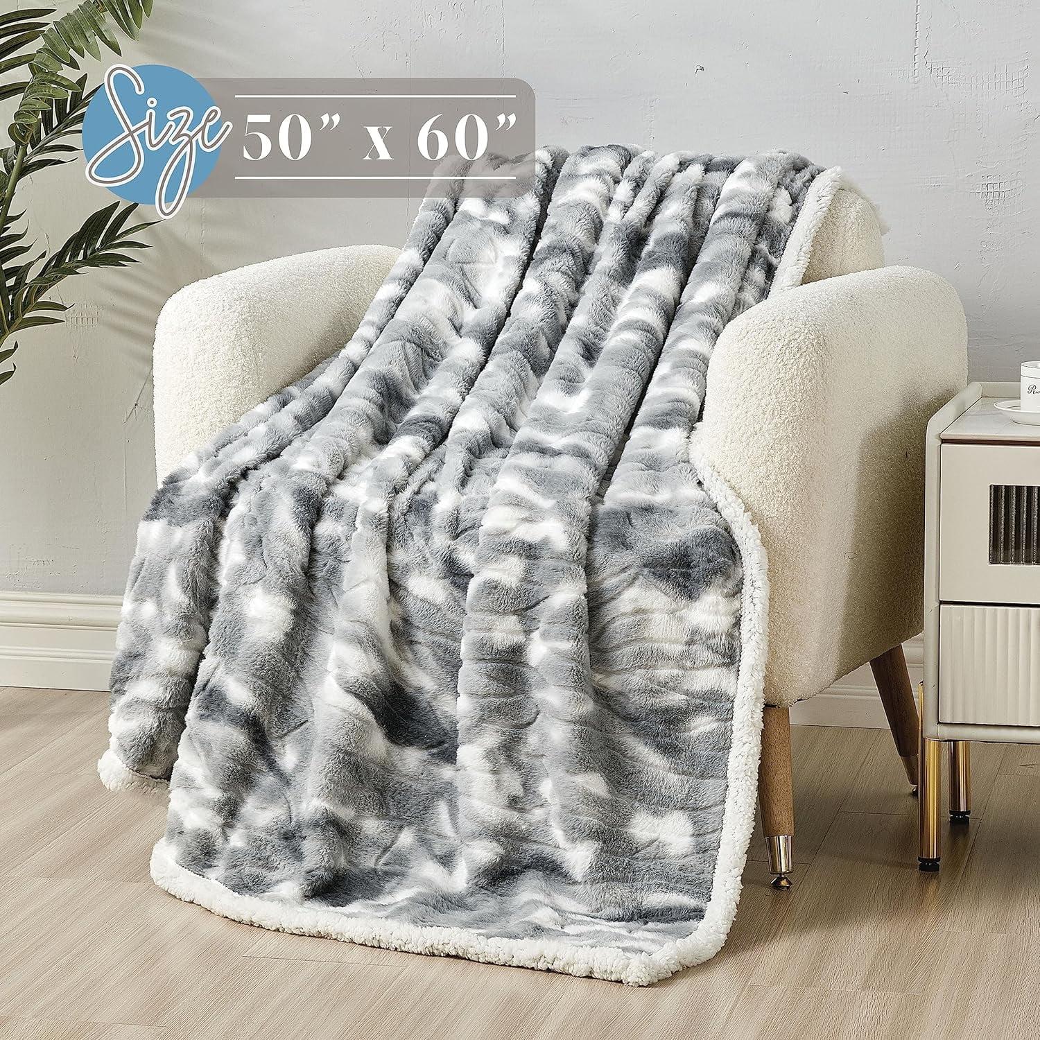 Plush- Decorative Throw, Perfect for Lounging, 50 x 60 inches, Alaska Gray Sherpa Throw Blanket