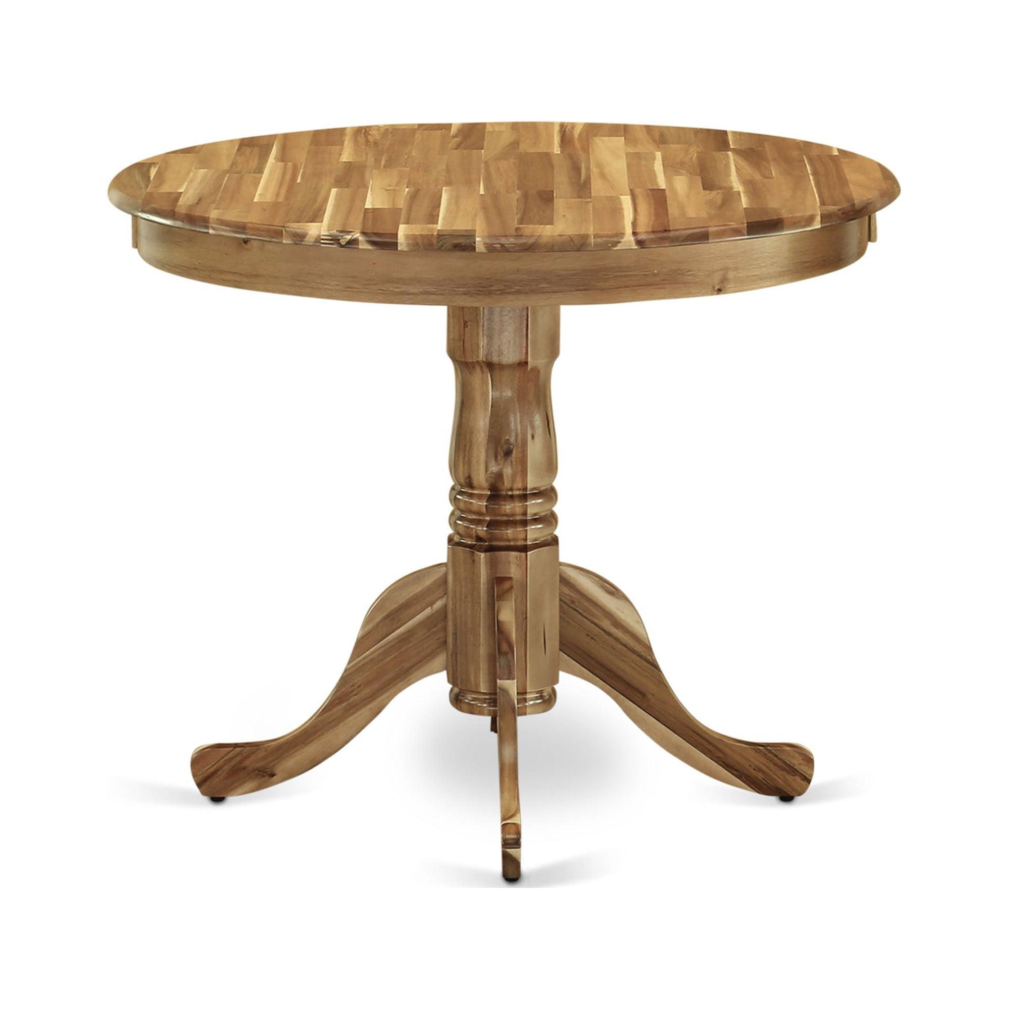 Natural Acacia Wood Round Extendable Dining Table