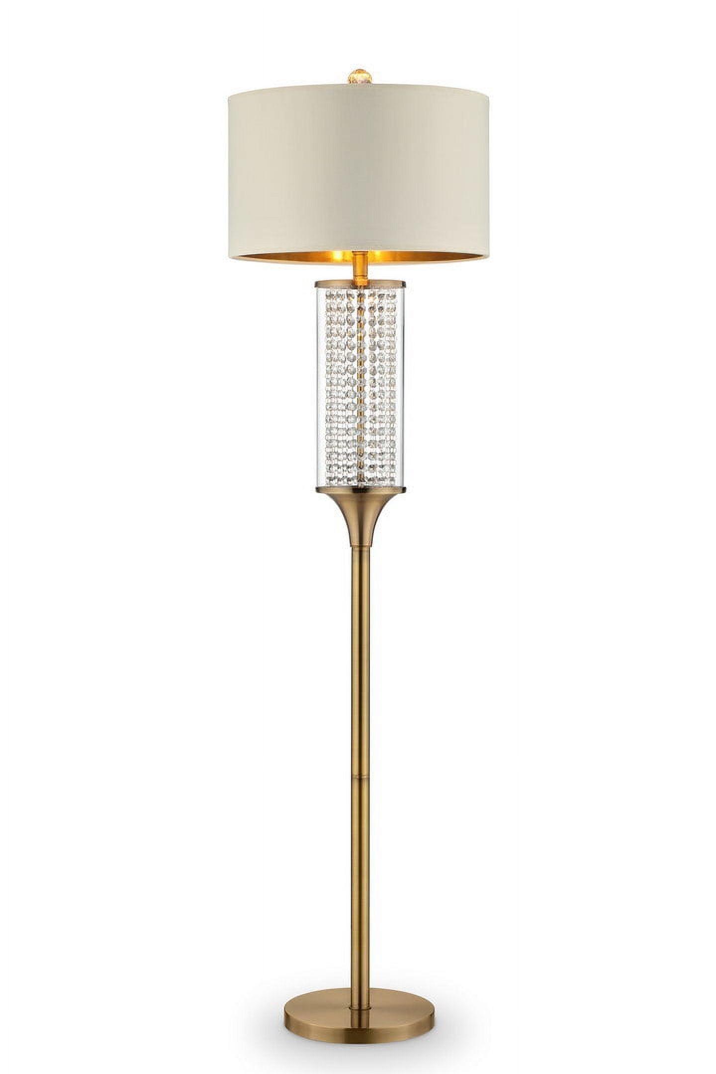 Elegant 62.25'' Gold Crystal Floor Lamp with Off-White Drum Shade