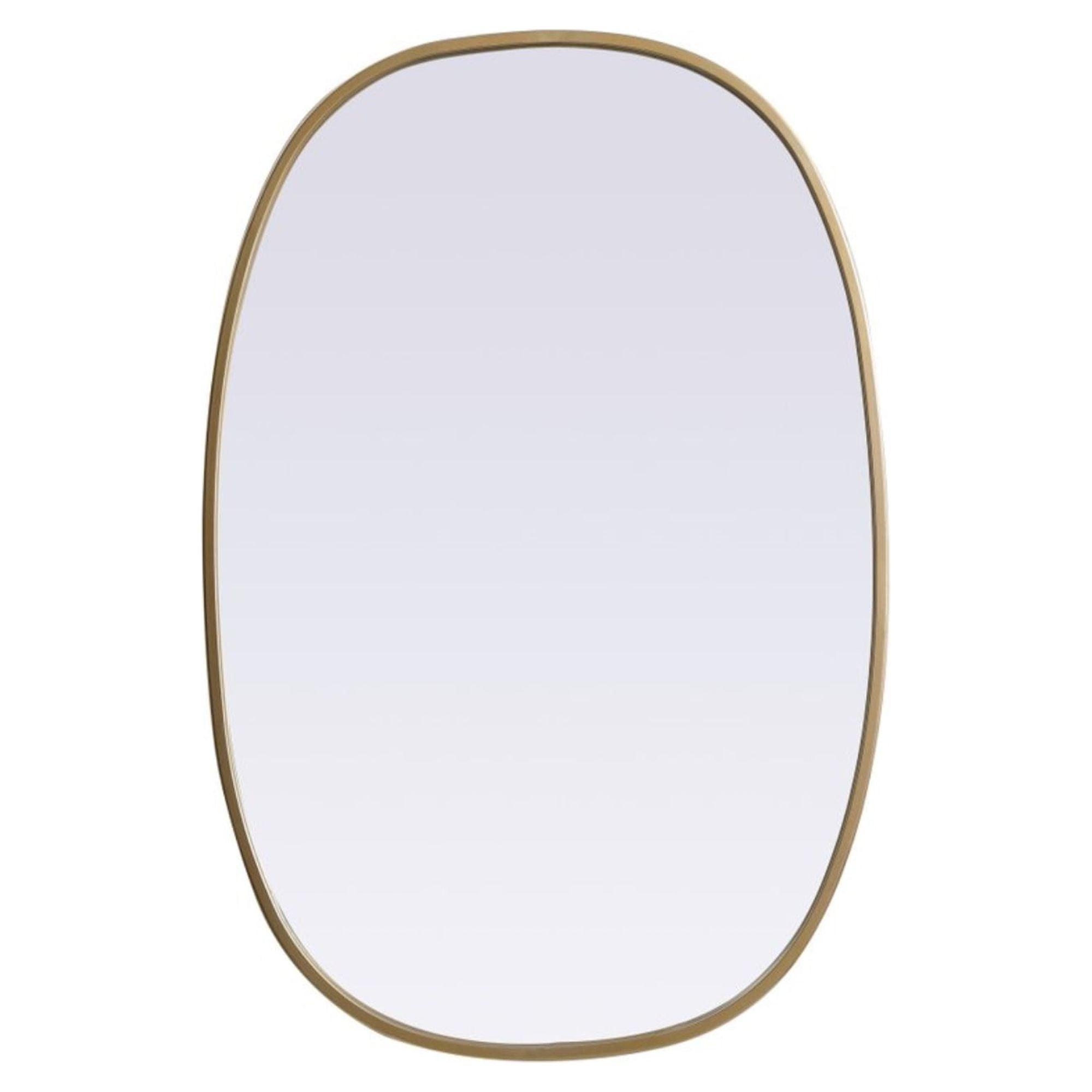 Elegant Lighting Metal Frame Oval Mirror 20x30 Inch in Brass
