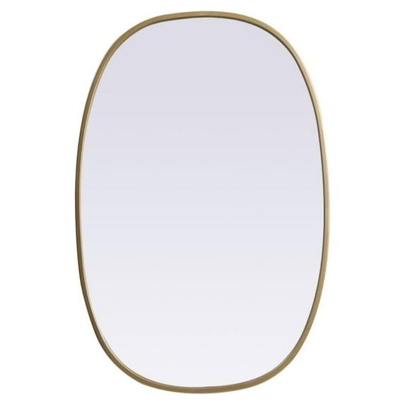 Elegant Lighting Metal Frame Oval Mirror 20x30 Inch in Brass