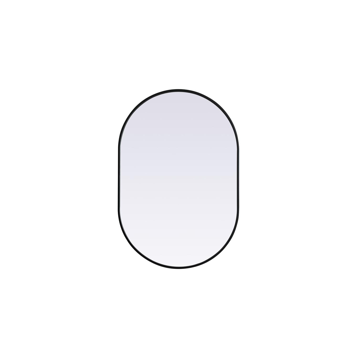 Elegant Lighting Metal Frame Oval Mirror, 27x40 Inch, Black
