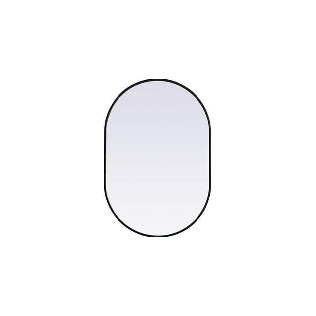 Elegant Lighting Metal Frame Oval Mirror, 27x40 Inch, Black
