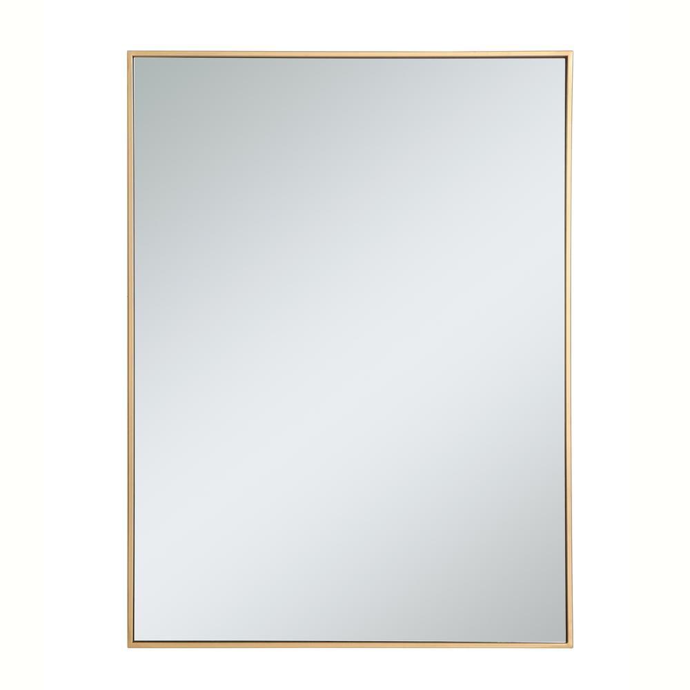 Elegant Lighting Metal frame rectangle mirror 30 inch in Brass