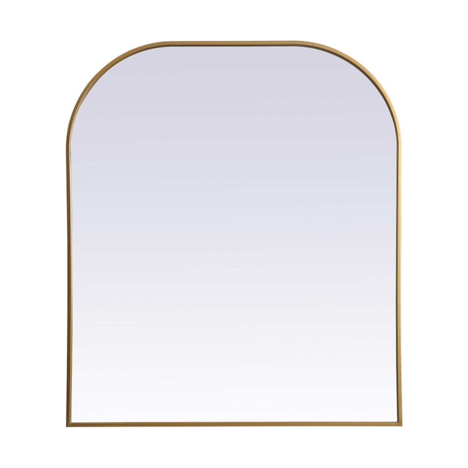 Elegant Lighting Metal Frame Arch Mirror 36x34 Inch in Brass