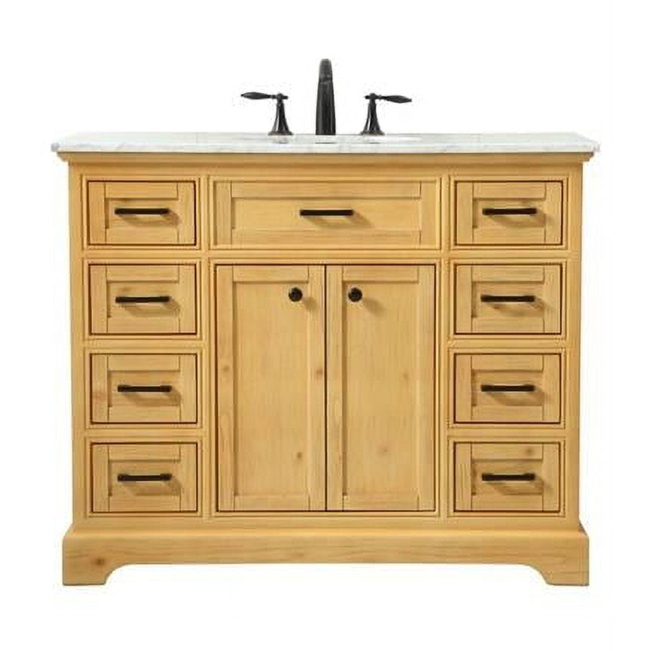 Elegant Decor Americana 42" Aluminum MDF Single Bathroom Vanity in Natural Wood