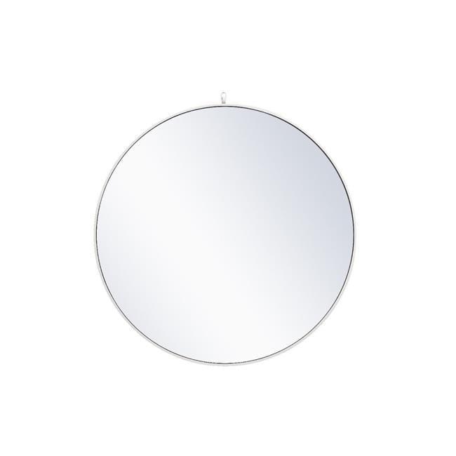 Elegant Lighting Metal frame round mirror with decorative hook 42 inch in White