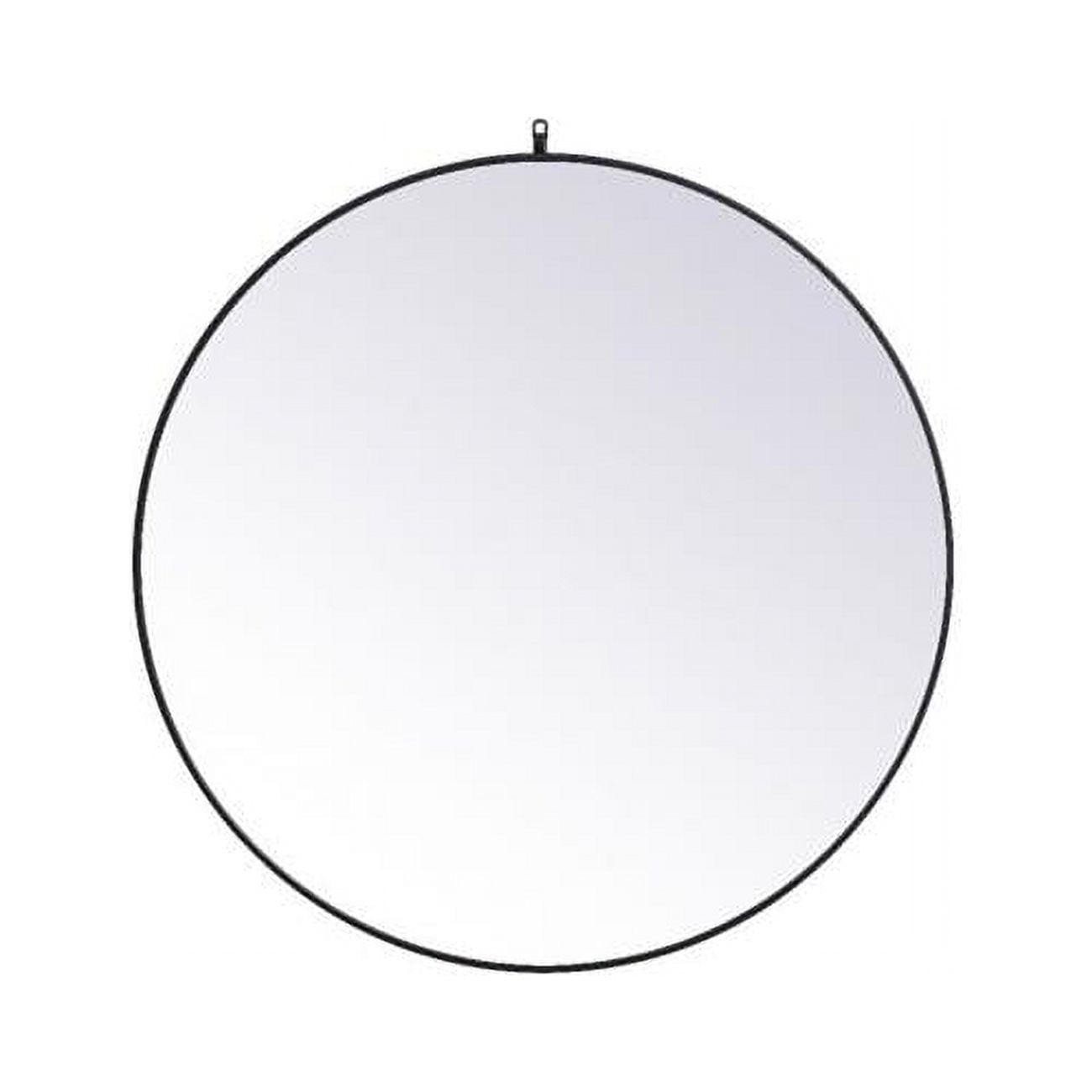 Elegant Lighting Metal frame round mirror with decorative hook 45 inch in Black