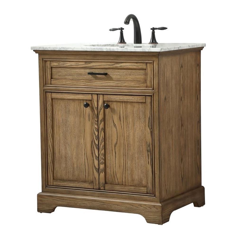 Elegant Decor Americana 30" Aluminum Alloy Single Bathroom Vanity in Driftwood