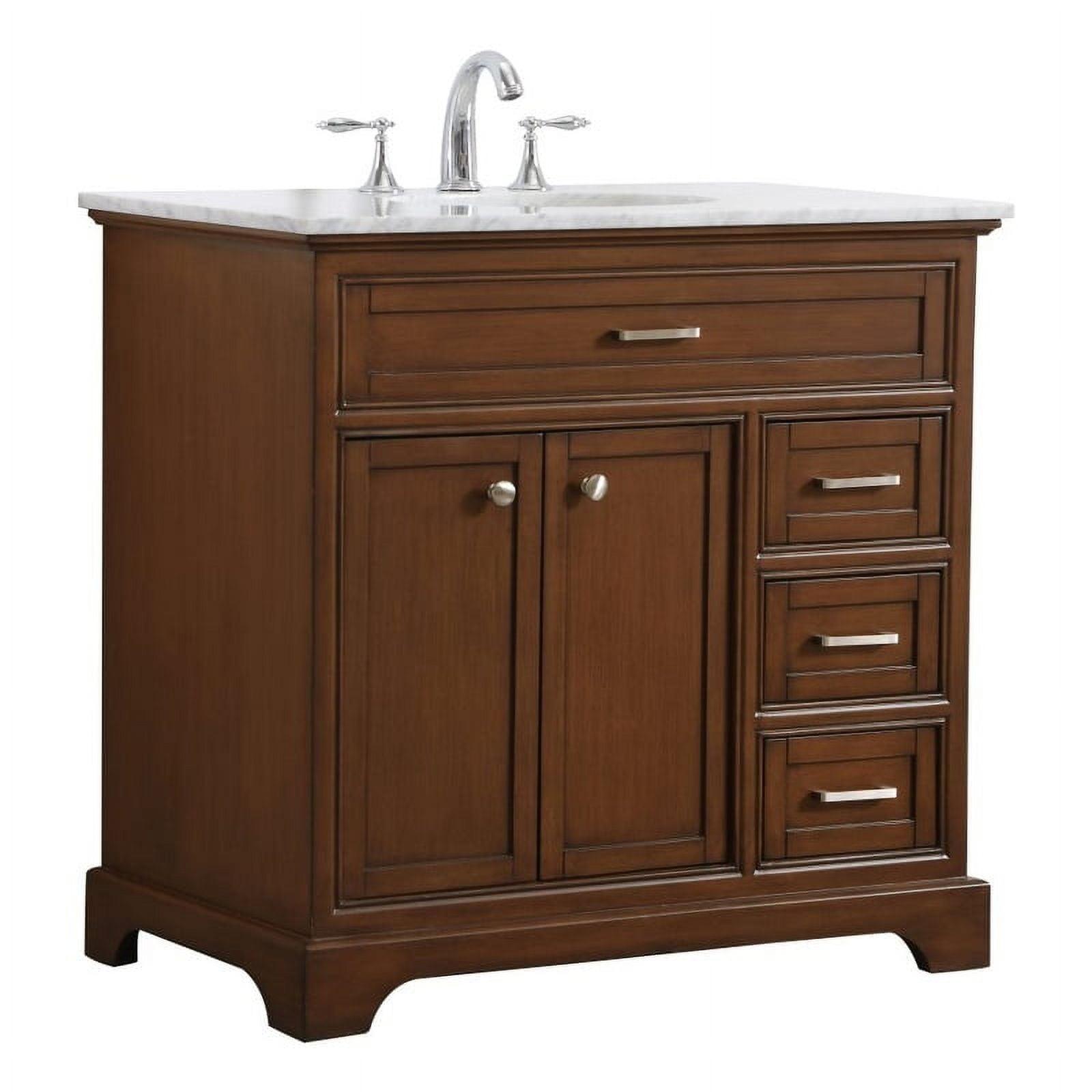 Elegant Decor Americana 36" Wood Single Bathroom Vanity in Brown Teak