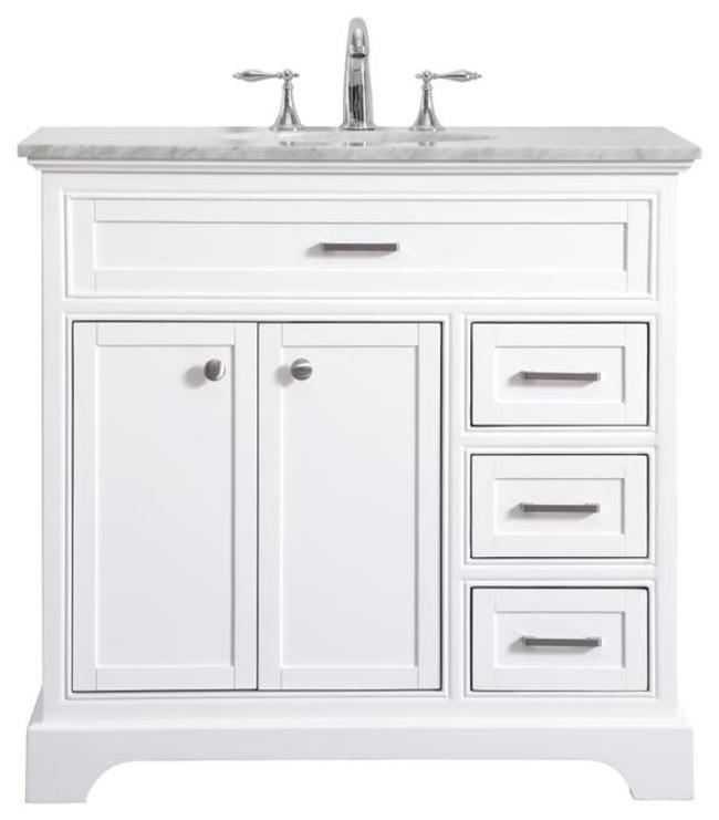 Elegant Decor Americana 36" Wood Single Bathroom Vanity in White