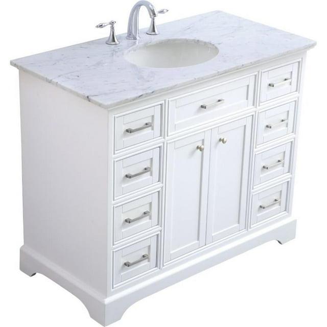 Elegant Decor Americana 42" Single Marble Top Bathroom Vanity in White