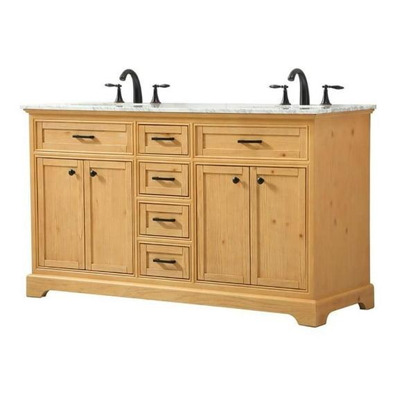 Elegant Decor Americana 60" Aluminum MDF Double Bathroom Vanity in Natural Wood