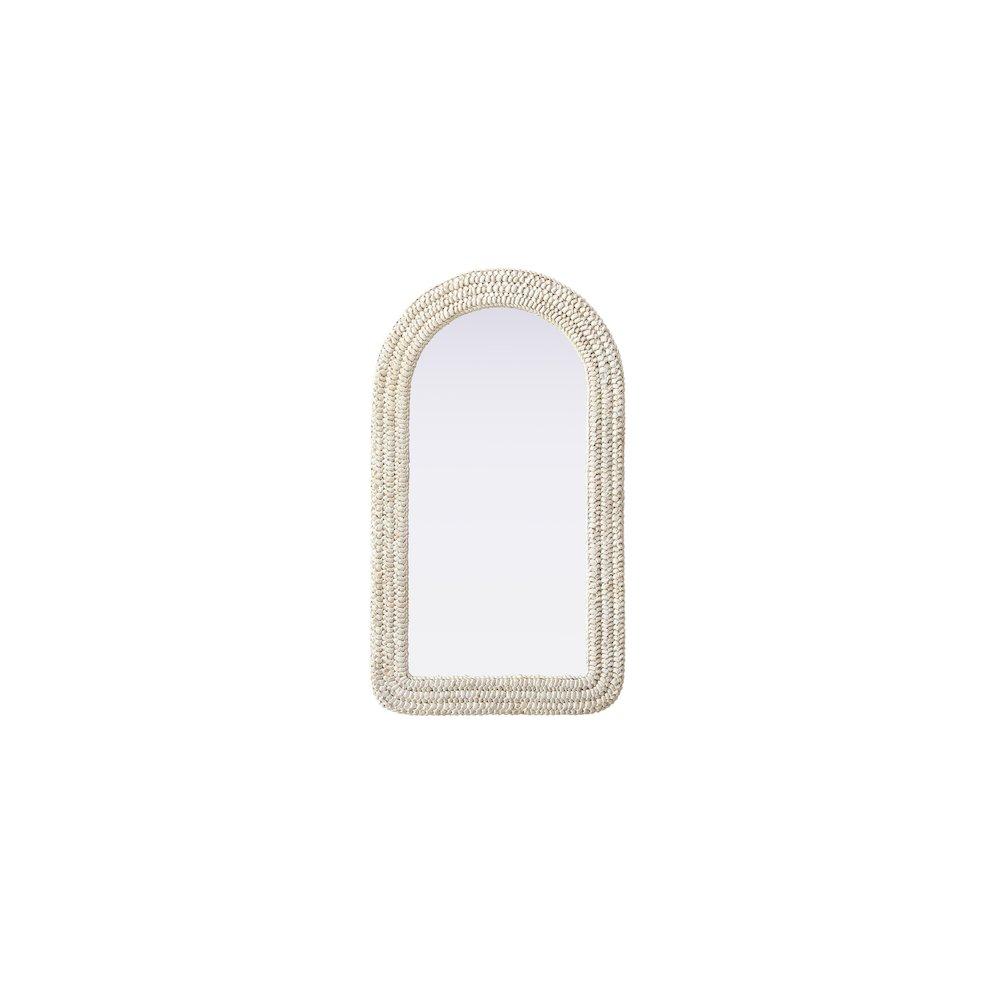 Beachcrest Home™ Dennard Arch Cornhusk Mirror in Linen White