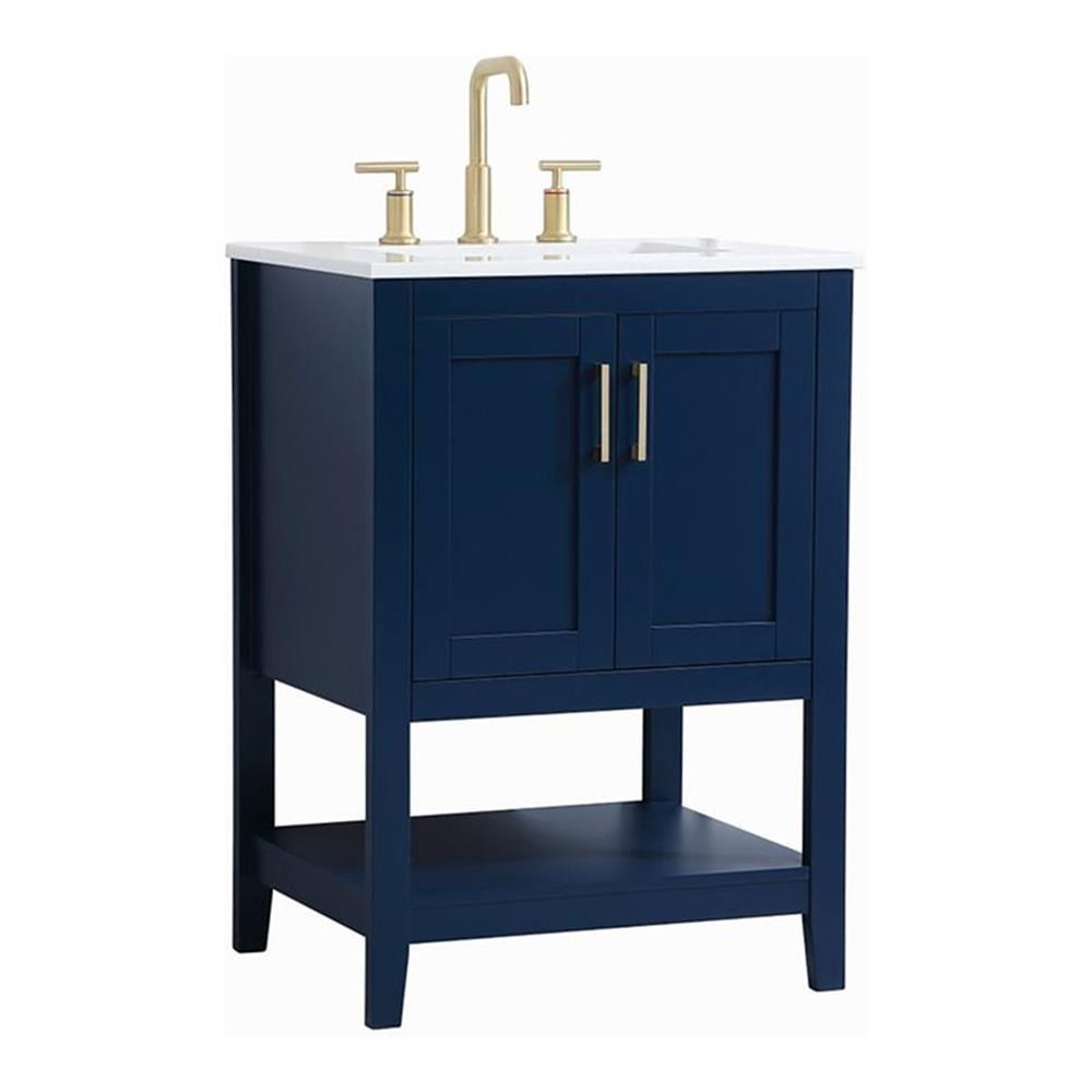 Aubrey 24" Blue Single Bathroom Vanity with Gold Hardware