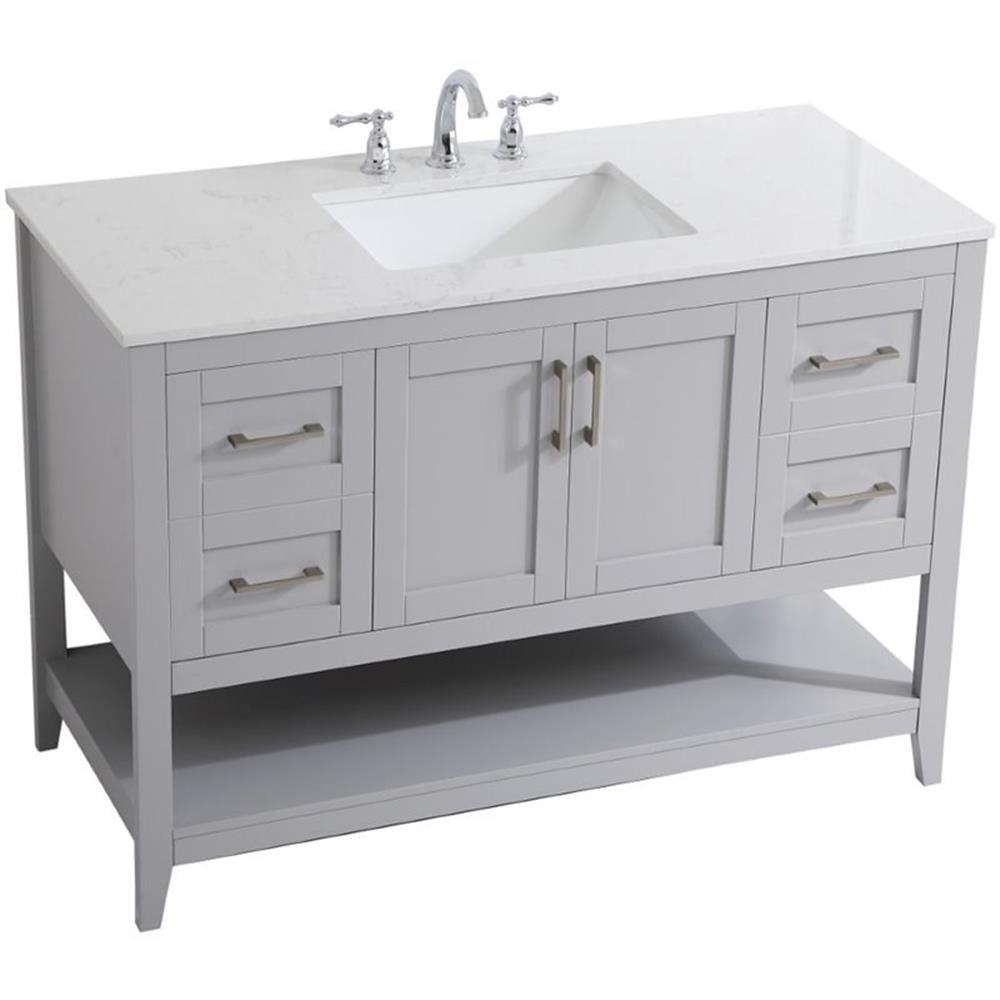 Elegant Decor Aubrey 48" Single Quartz Top Bathroom Vanity in Gray