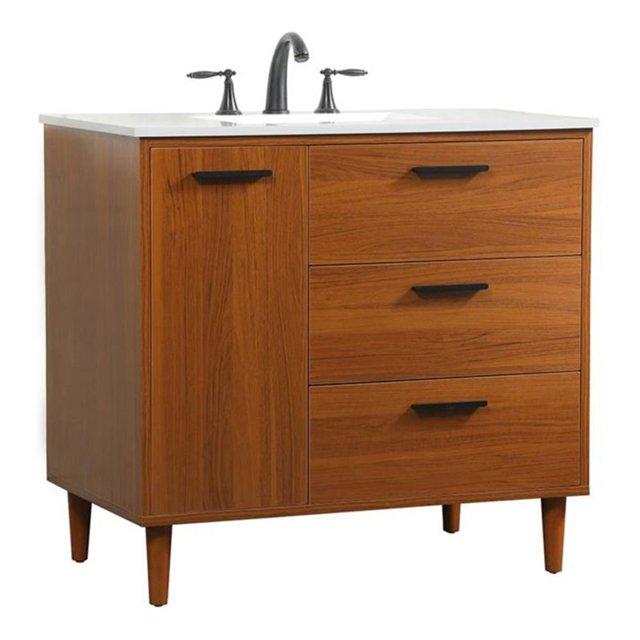 Burnie 36'' Single Bathroom Vanity with Engineered Marble Top