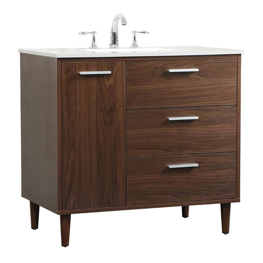 Burnie 36'' Single Bathroom Vanity with Engineered Marble Top