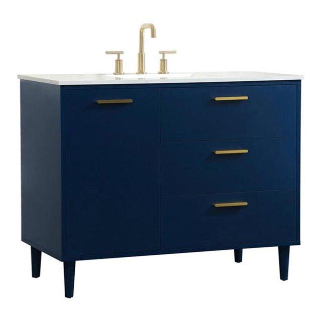 Mercury Row® Baldwin 42'' Single Bathroom Vanity with Engineered Marble Top