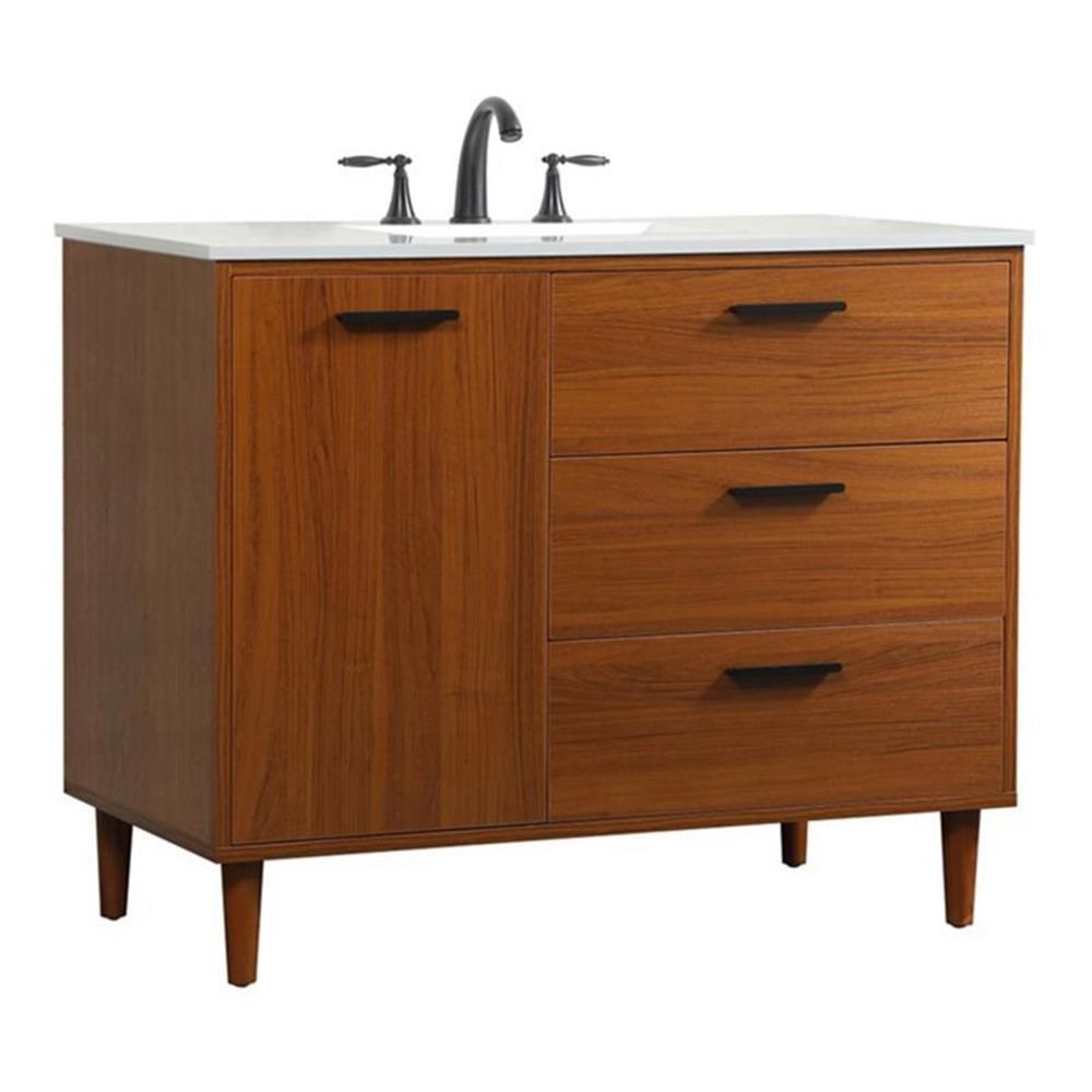 Burroughs 42'' Single Bathroom Vanity with Engineered Marble Top