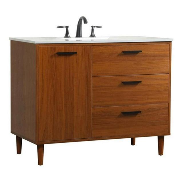 Burroughs 42'' Single Bathroom Vanity with Engineered Marble Top