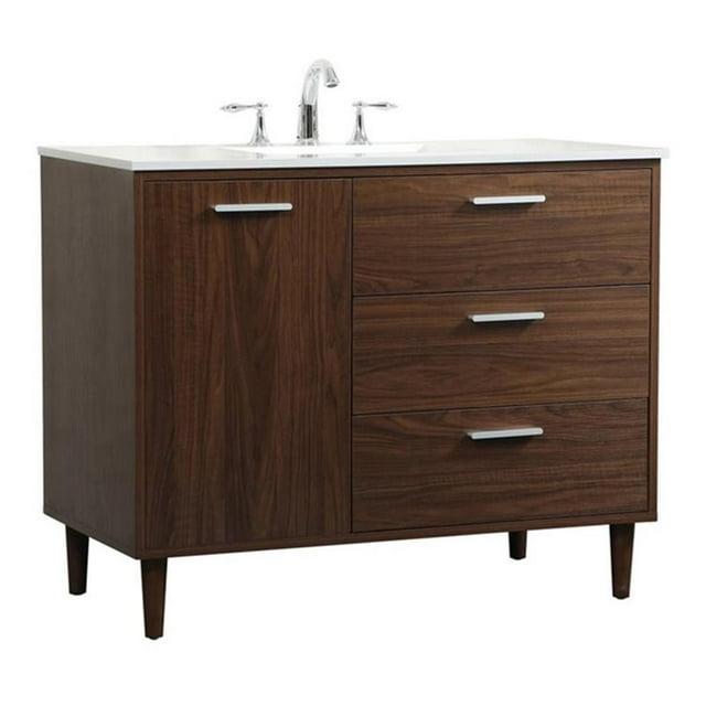 Burroughs 42'' Single Bathroom Vanity with Engineered Marble Top