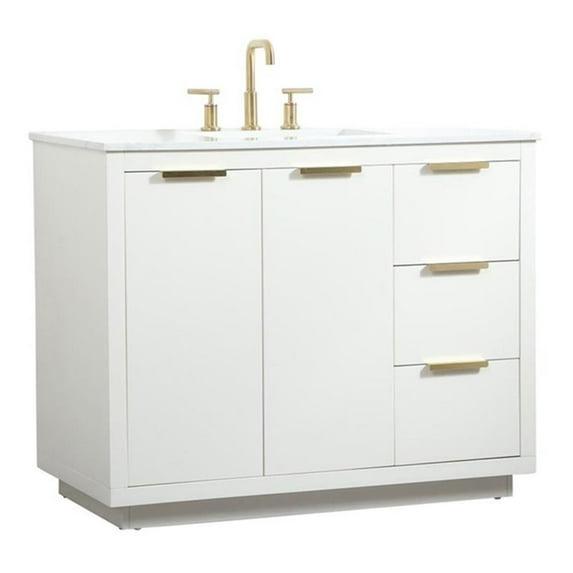 Elegant Decor Blake 42" Aluminum Alloy MDF Single Bathroom Vanity in White