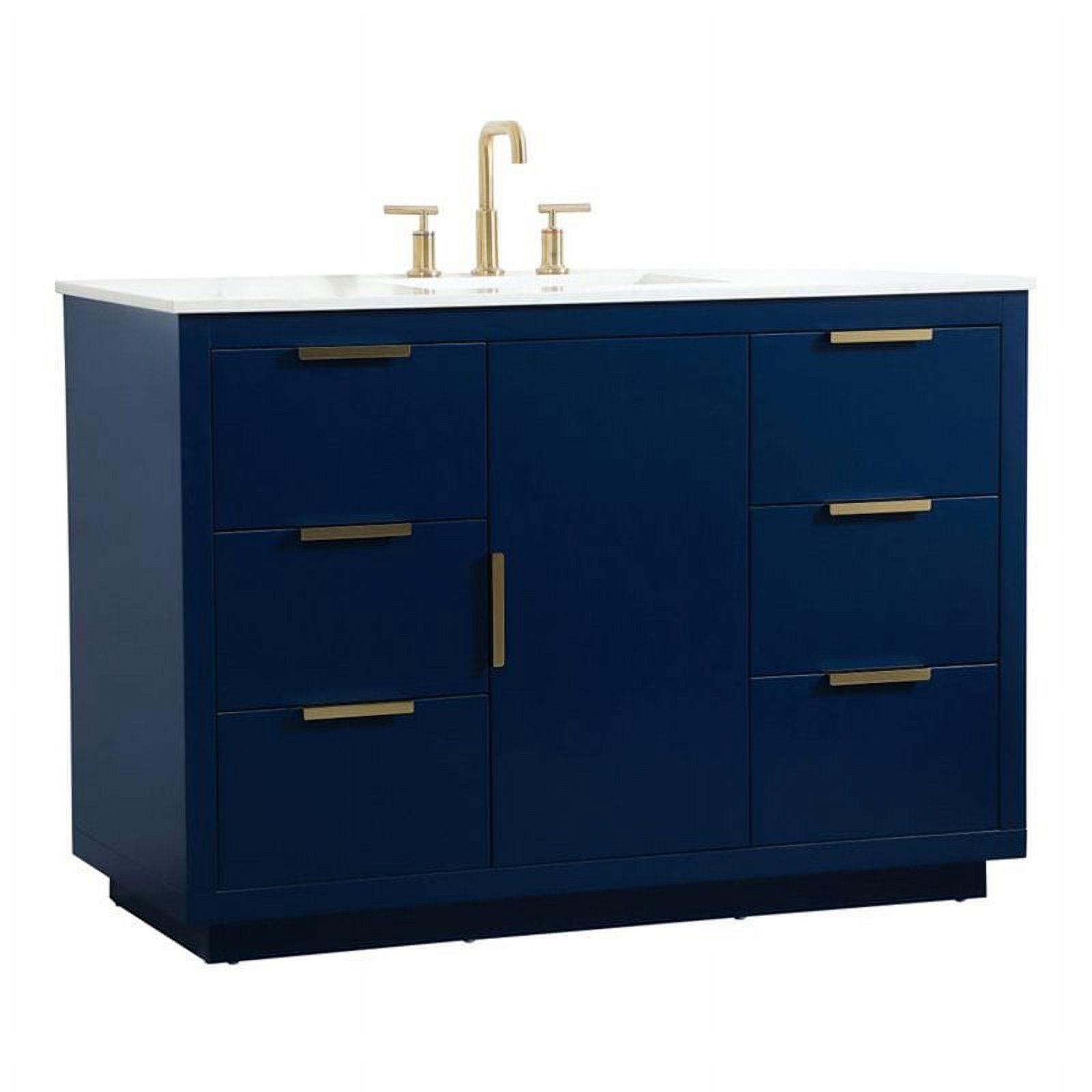 Blake 48" Blue MDF Bathroom Vanity with Gold Hardware