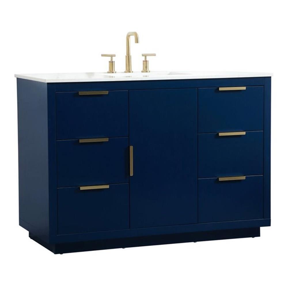 Elegant Decor Blake 48" Aluminum Alloy MDF Single Bathroom Vanity in Blue