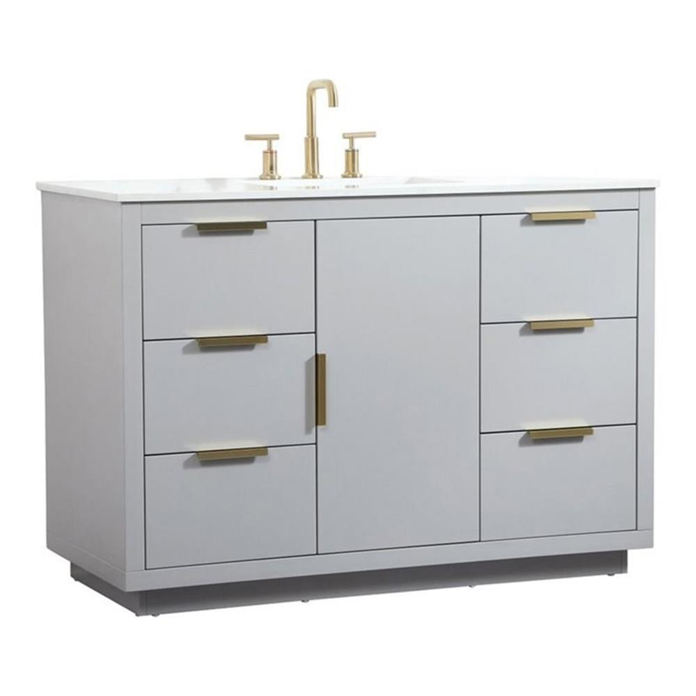 Elegant Decor Blake 48" Aluminum Alloy MDF Single Bathroom Vanity in Gray