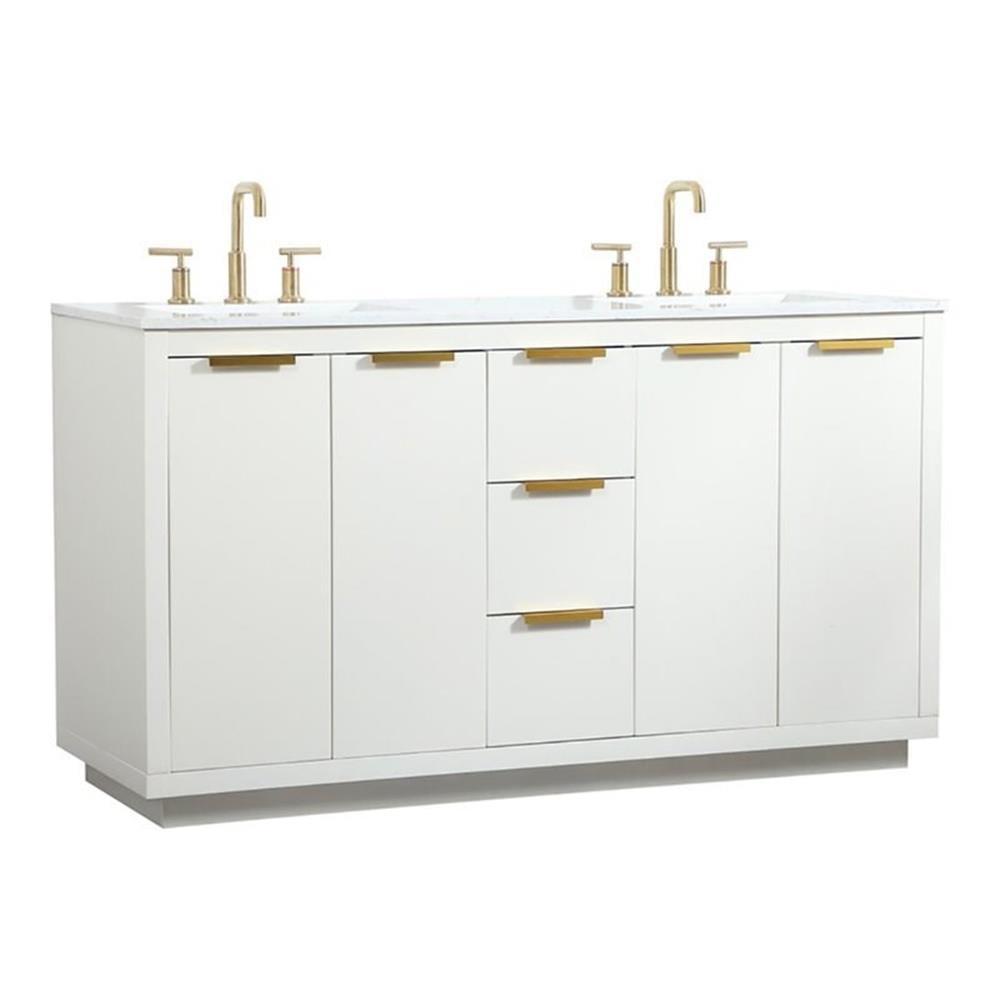 Elegant Decor Blake 60" Aluminum Alloy MDF Double Bathroom Vanity in White