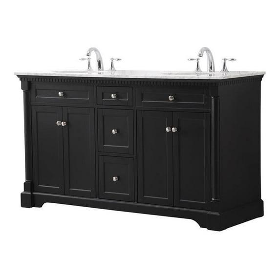 Elegant Decor Clarence 60" Solid Wood Metal Double Bathroom Vanity Set in Black