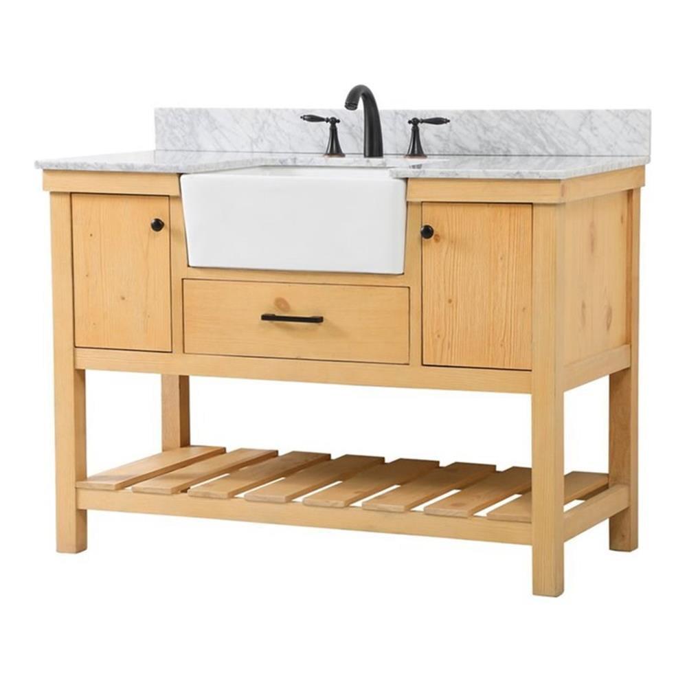 Elegant Decor Clement 48" Single Bathroom Vanity with Backsplash in Natural Wood
