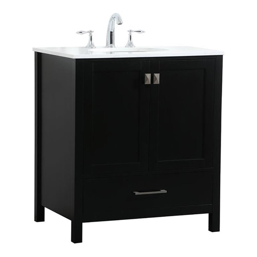 Elegant Decor Irene 30" Zinc Alloy MDF Single Bathroom Vanity in Black