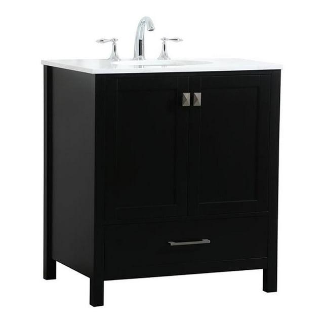Elegant Decor Irene 30" Zinc Alloy MDF Single Bathroom Vanity in Black