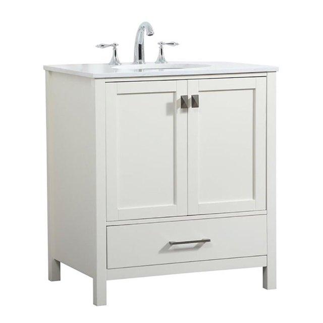 Elegant Decor Irene 30" Zinc Alloy MDF Single Bathroom Vanity in White