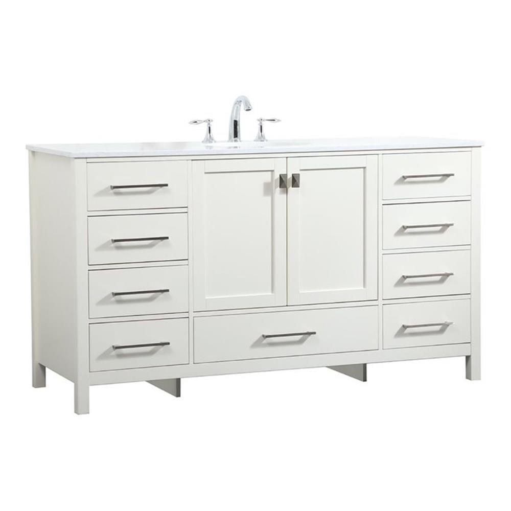 Elegant Decor Irene 60" Zinc Alloy MDF Single Bathroom Vanity in White